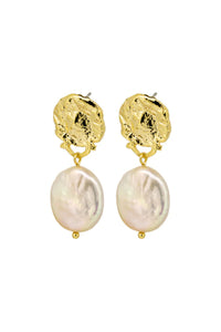 Lucille Pearl Earrings - Gold