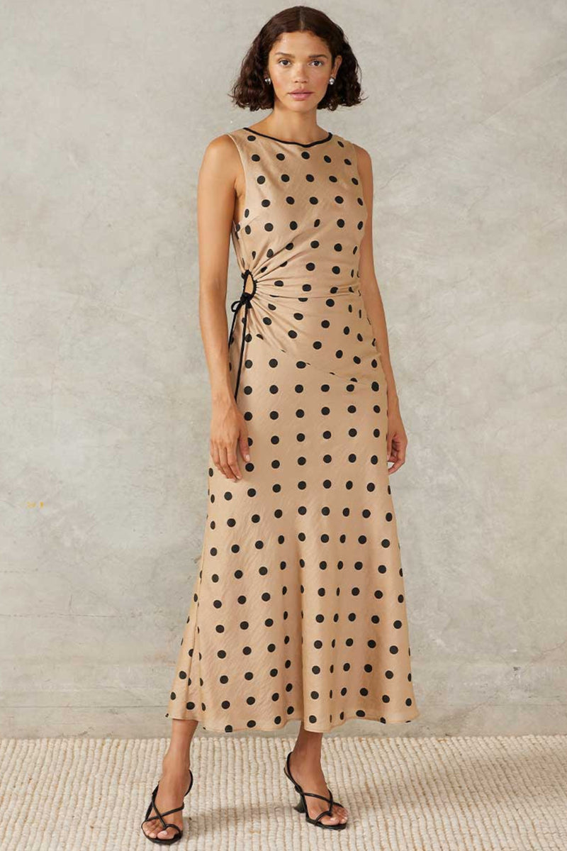 MON RENN STOCKISTS Lucinda Midi Dress - Mocha Black Polka – Smoke ...