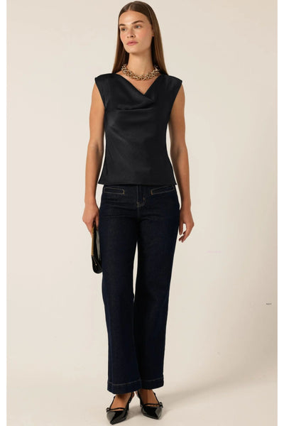 Luxe Cowl Bias Top - Black