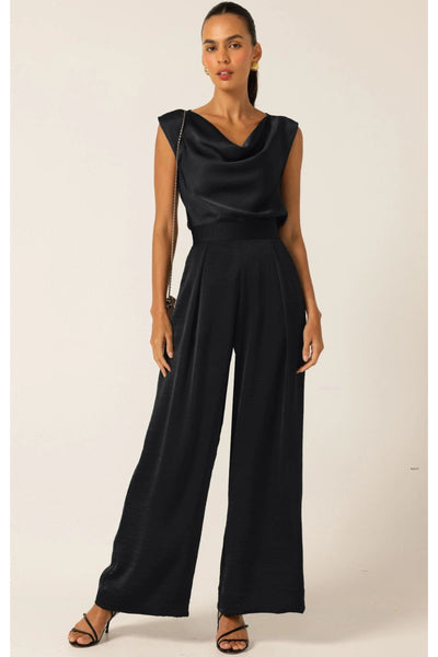Luxe Cowl Bias Top - Black