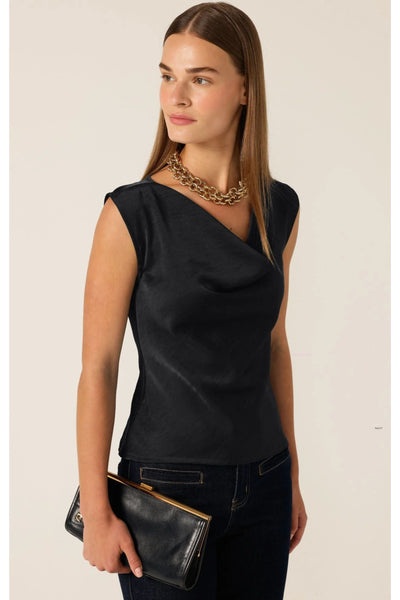 Luxe Cowl Bias Top - Black