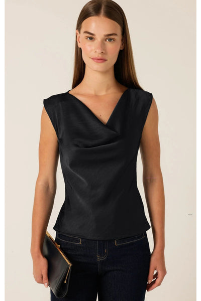 Luxe Cowl Bias Top - Black