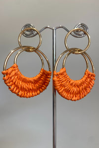 Lynne Raffia Earrings - Orange