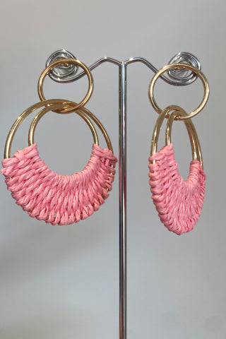 Lynne Raffia Earrings - Pink