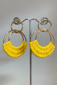 Lynne Raffia Earrings - Yellow