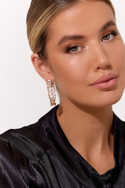 Maddox Jewelled Cocktail Hoops - Crystal Gold