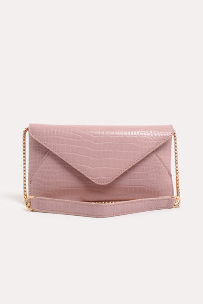 Madeleine Croc Envelope Cross Body Bag - Pink
