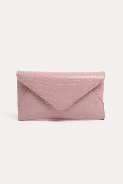 Madeleine Croc Envelope Cross Body Bag - Pink