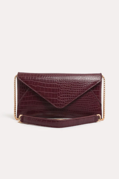Madeleine Croc Envelope Cross Body Bag - Plum