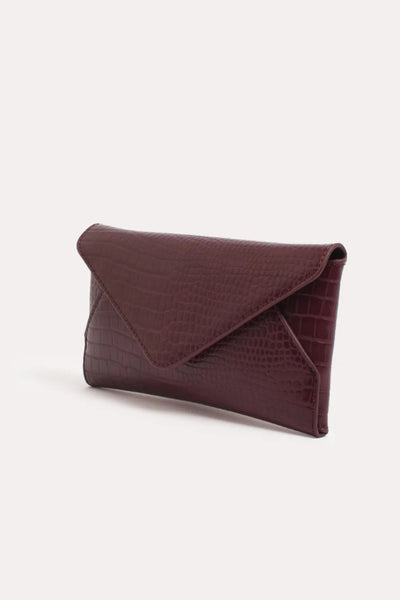 Madeleine Croc Envelope Cross Body Bag - Plum