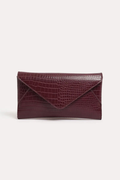 Madeleine Croc Envelope Cross Body Bag - Plum