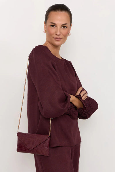Madeleine Croc Envelope Cross Body Bag - Plum