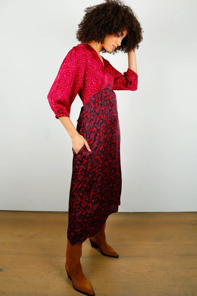 Maggie Dress - Berry Paisley/Leo SIZE 10 ONLY