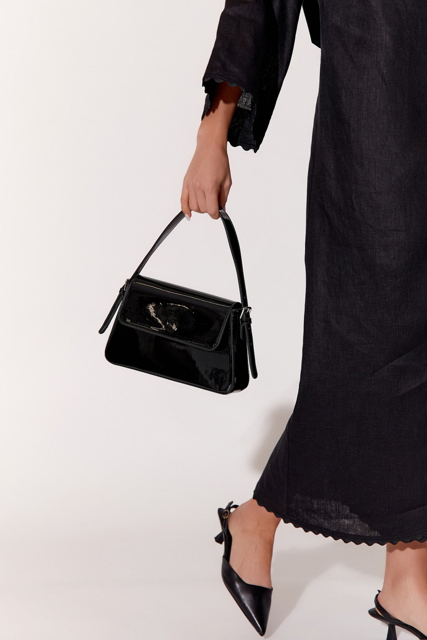 Maisie High Shine Handbag - Black