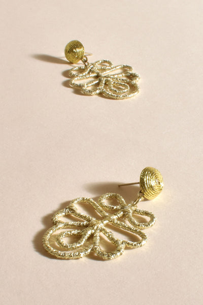 Mara Crochet Edge Event Earrings - Gold
