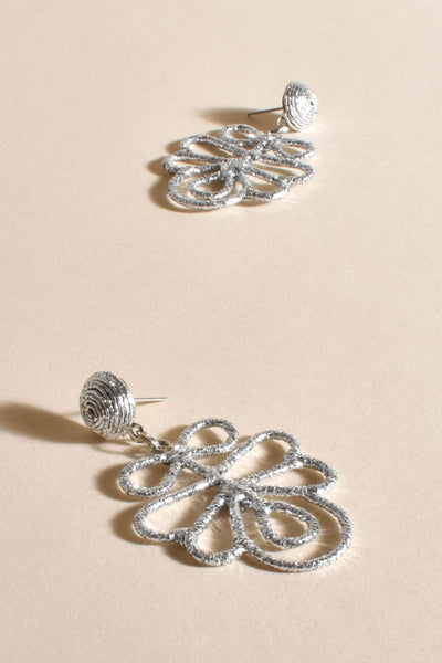 Mara Crochet Edge Event Earrings - Silver