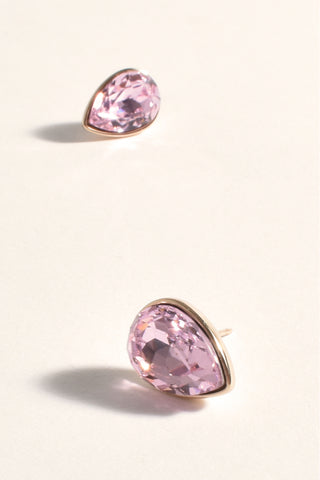Marcia Rub Over Teardrop Stud Earrings - Pink Gold