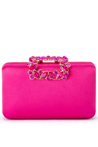 Margalit Crystal Lock Clutch - Fuchsia