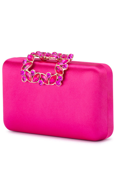 Margalit Crystal Lock Clutch - Fuchsia