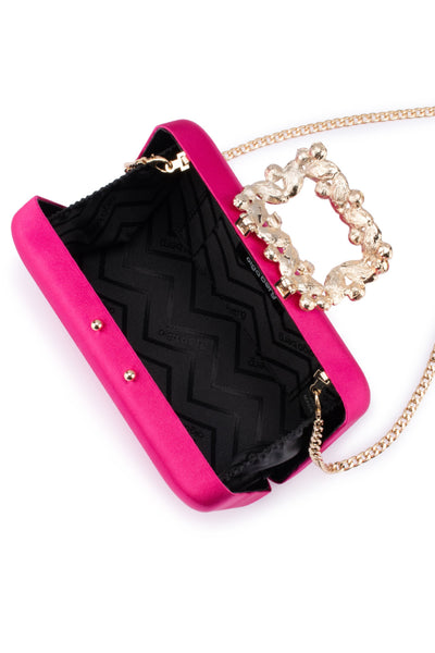 Margalit Crystal Lock Clutch - Fuchsia