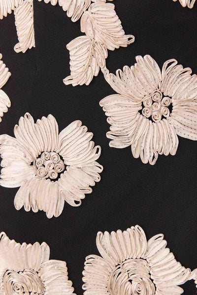 Margaux Fit and Flare Gown - Black Gold Floral