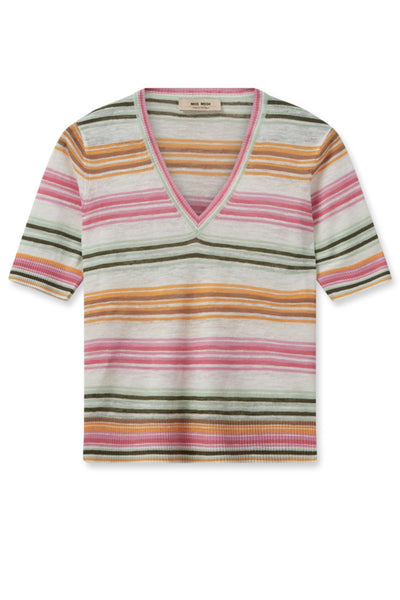 Marin SS Stripe Linen Knit - Begonia Pink