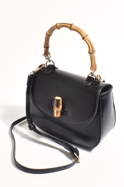 Marissa Bamboo Curved Mini Bag - Black