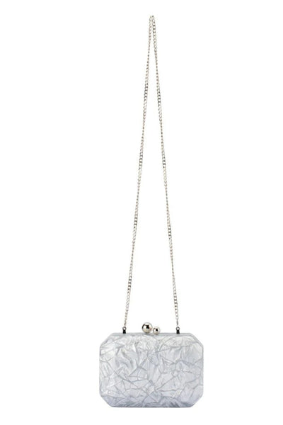 Mateo Metallic Clutch - Silver