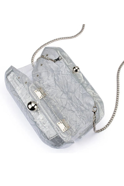 Mateo Metallic Clutch - Silver