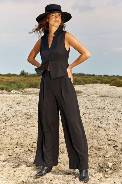 Matteo Wide Leg Pant - Black