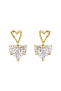 Maude Crystal Heart Earrings - Gold