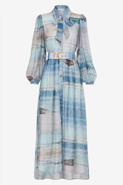 Maxi Shirt Dress - Light Ocean Print SIZE 14 ONLY
