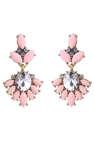 Maxine Crystal Drop Earrings - Peach