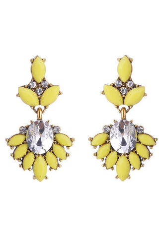 Maxine Crystal Drop Earrings - Yellow