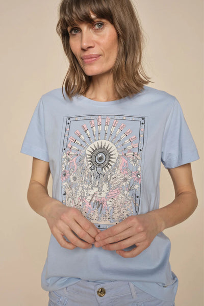 Melika Sequin O-SS Tee - Cashmere Blue