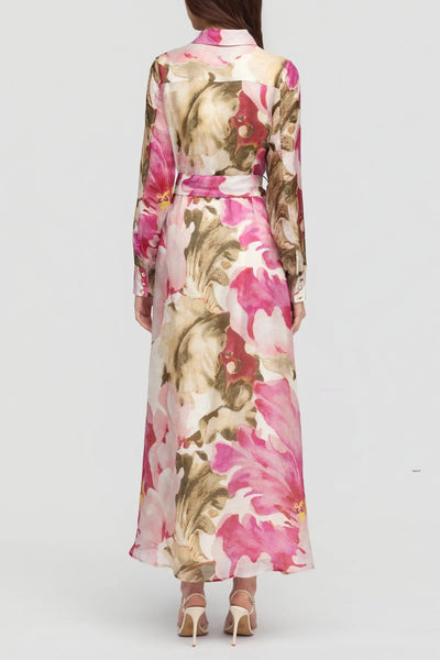 Melinda Maxi Shirt Dress - Pink Olive Floral