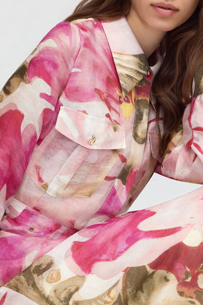 Melinda Maxi Shirt Dress - Pink Olive Floral