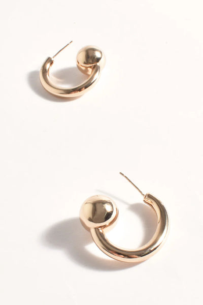 Metal Ball End Mini Hoops - Gold