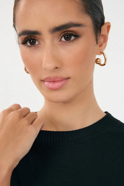 Metal Ball End Mini Hoops - Gold