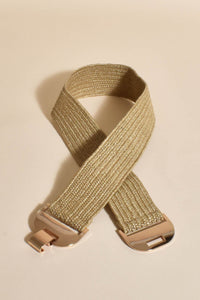 Metal Clasp Front Stretch Belt - Natural