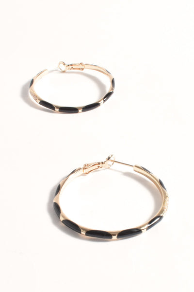 Metal Enamel Statement Hoops - Black