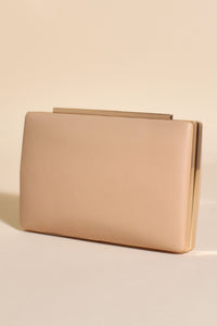 Metallic Structured Clutch - Nude