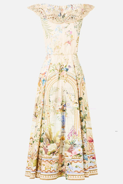 V Neck Frill Midi Dress - Midsummer Masterpiece