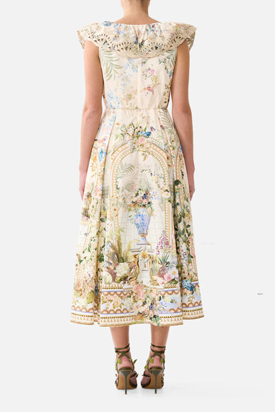 V Neck Frill Midi Dress - Midsummer Masterpiece