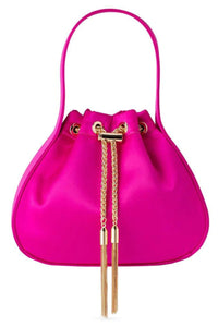 Miki Drawstring Satin Bag - Fuchsia Pink