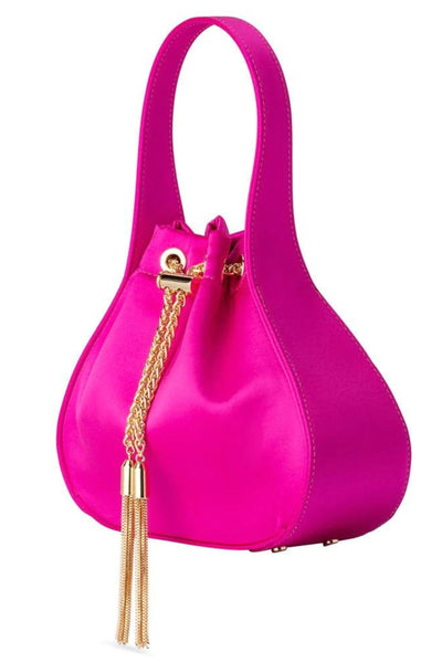 Miki Drawstring Satin Bag - Fuchsia Pink