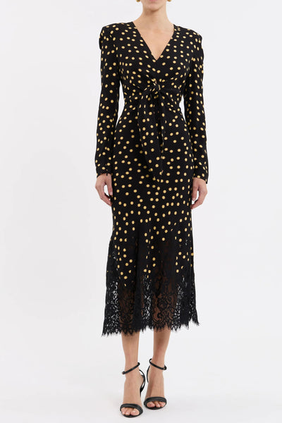 Millie Midi - Black/Yellow - Polka Dot