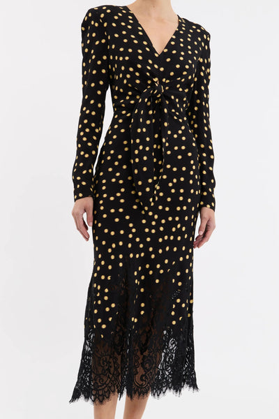 Millie Midi - Black/Yellow - Polka Dot