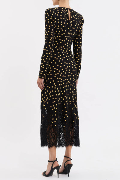 Millie Midi - Black/Yellow - Polka Dot