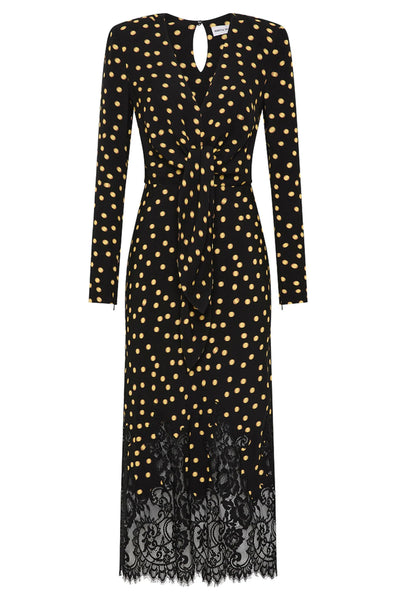 Millie Midi - Black/Yellow - Polka Dot
